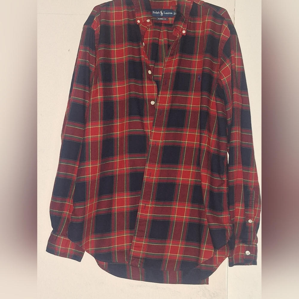 Ralph Lauren Men's Red and Black Checkered Shirt